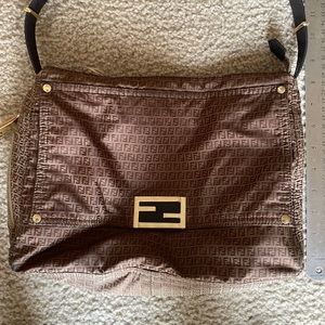 Fendi Ff Monogram Zucchino Mamma Forever Baguette Shoulder Bag